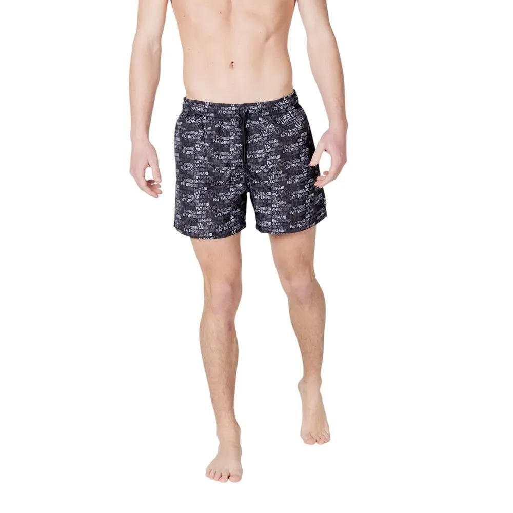 EA7 Emporio Armani Men's Black And White Polyester Swimwear