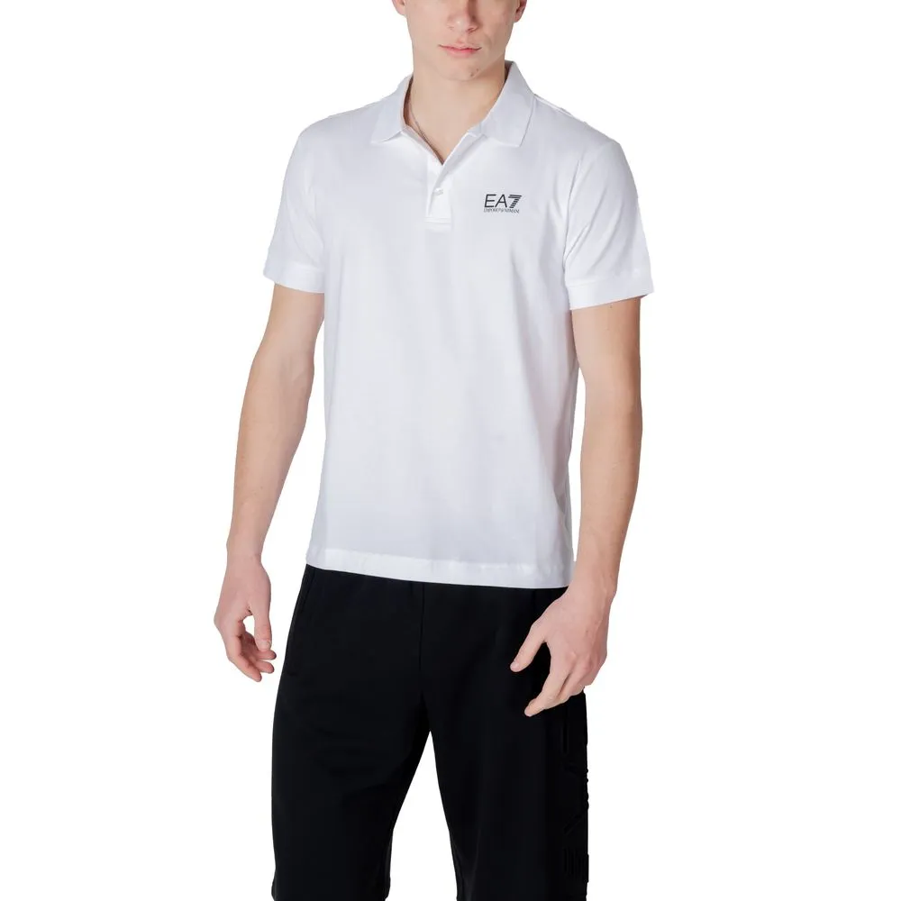 EA7 Emporio Armani Men's White Cotton Polo Shirt