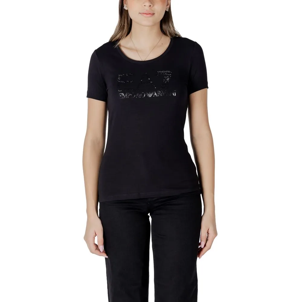 EA7 Emporio Armani Women's Black Cotton Tops & T-Shirt