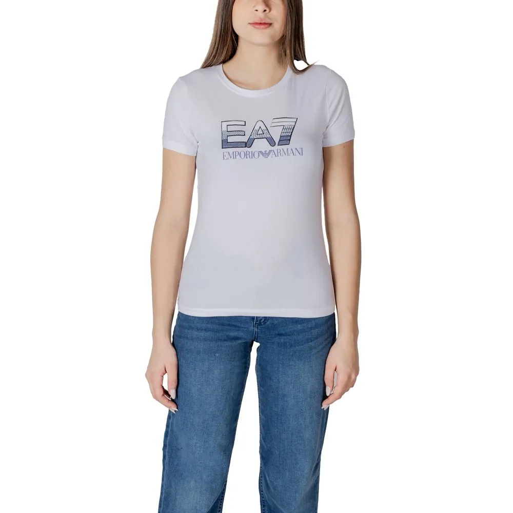 EA7 Emporio Armani Women's White Cotton Tops & T-Shirt