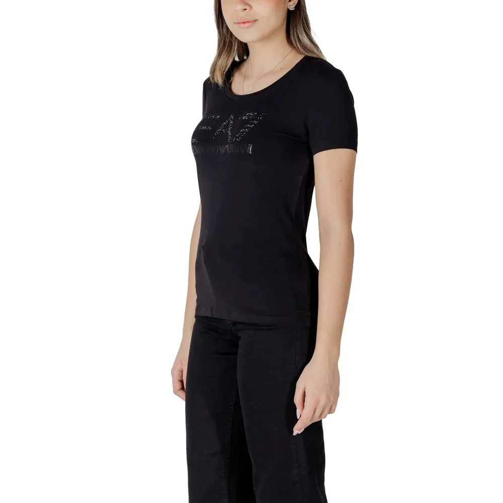 EA7 Emporio Armani Women's Black Cotton Tops & T-Shirt
