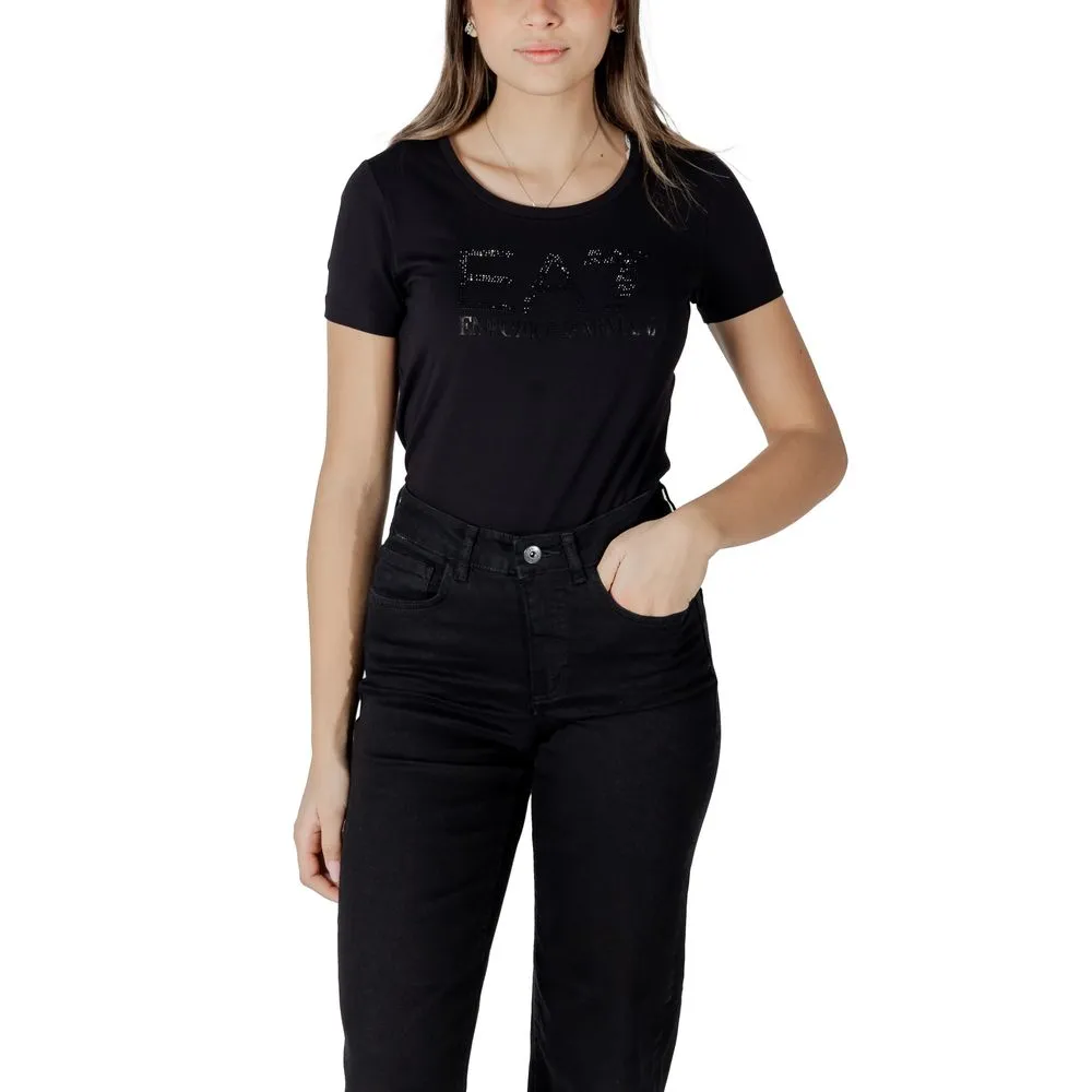 EA7 Emporio Armani Women's Black Cotton Tops & T-Shirt