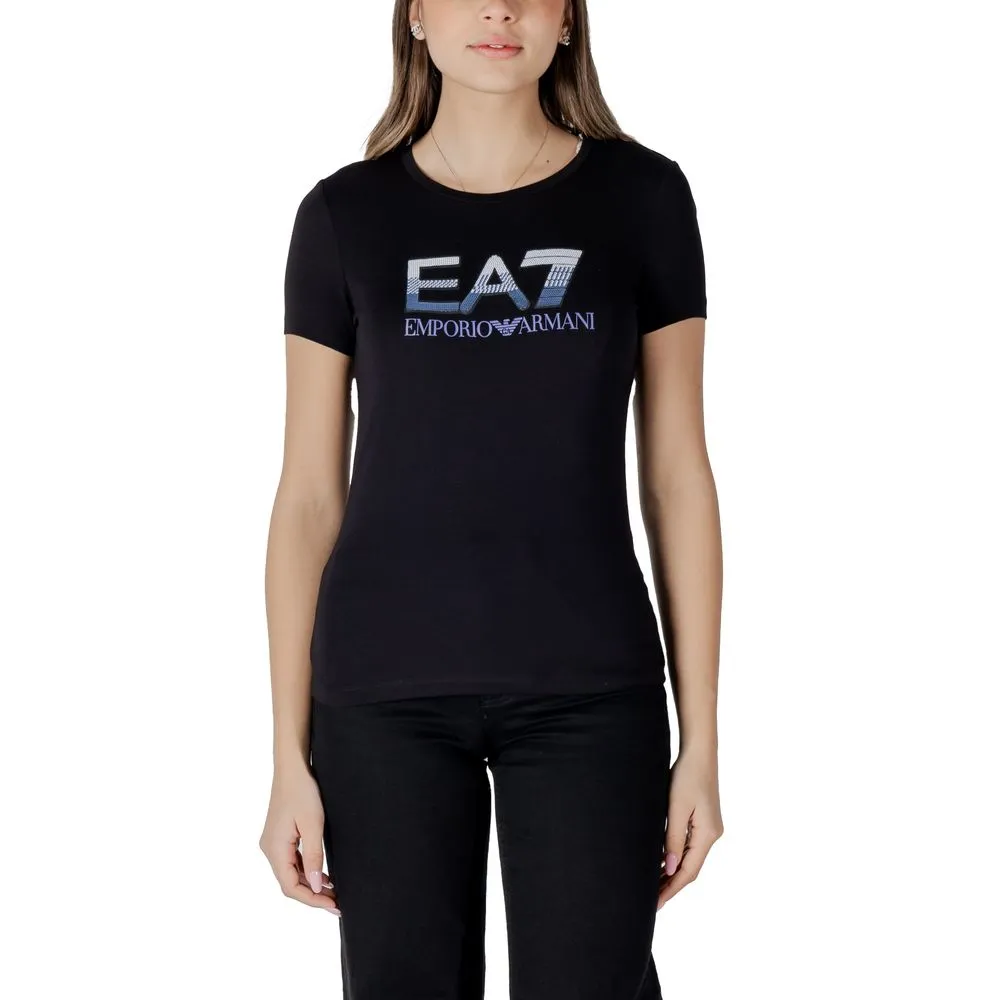 EA7 Emporio Armani Women's Black Cotton Tops & T-Shirt