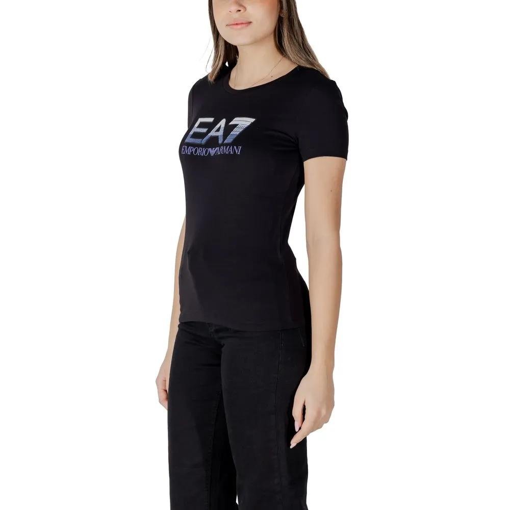 EA7 Emporio Armani Women's Black Cotton Tops & T-Shirt