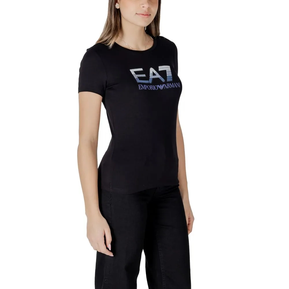 EA7 Emporio Armani Women's Black Cotton Tops & T-Shirt