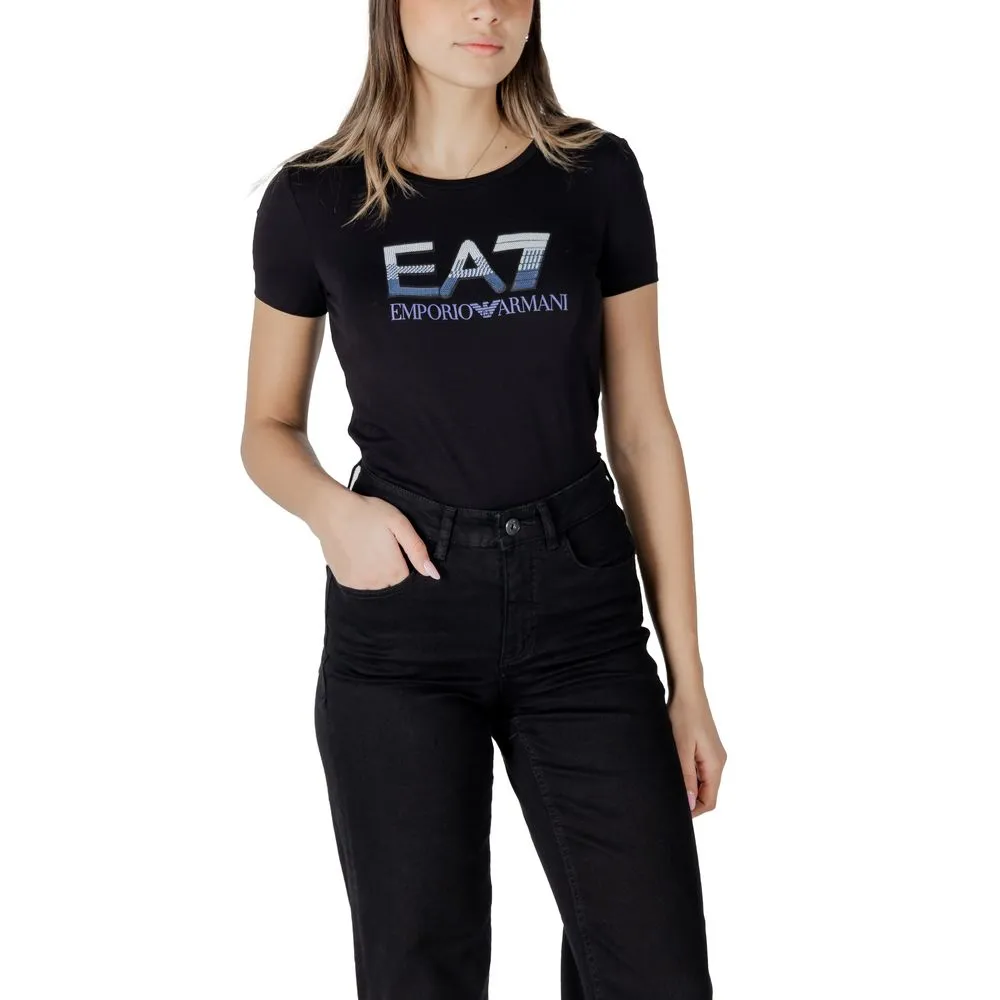 EA7 Emporio Armani Women's Black Cotton Tops & T-Shirt