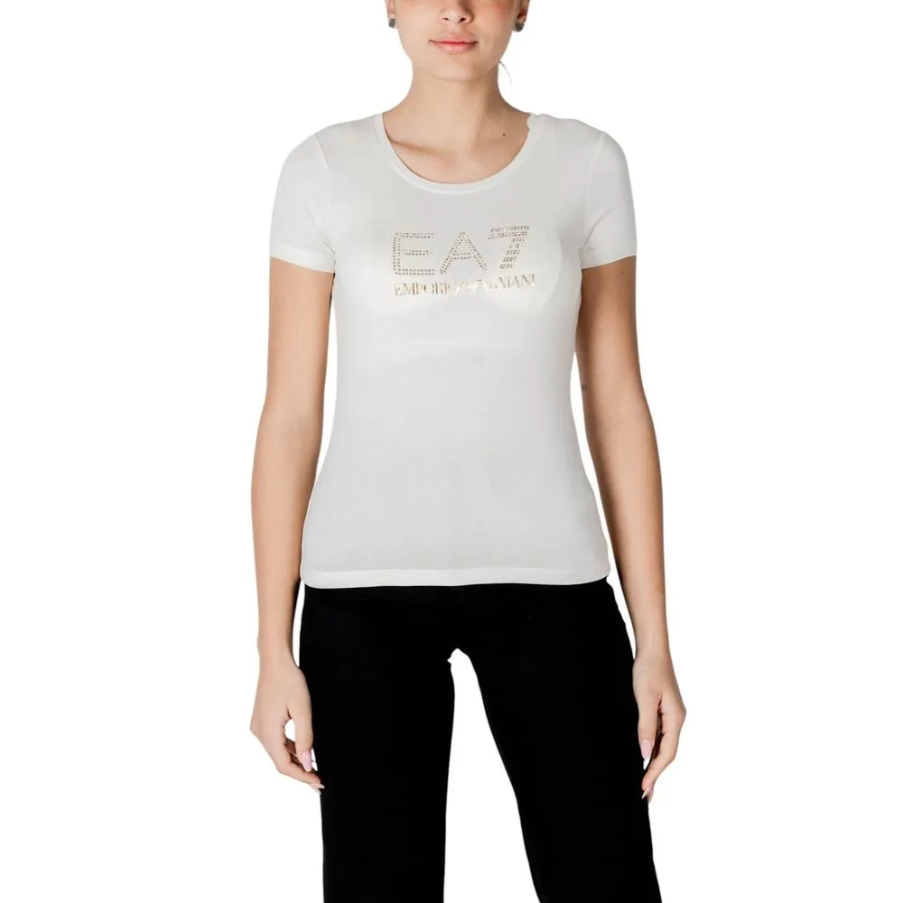 EA7 Emporio Armani Women's Cream Modal Tops & T-Shirt