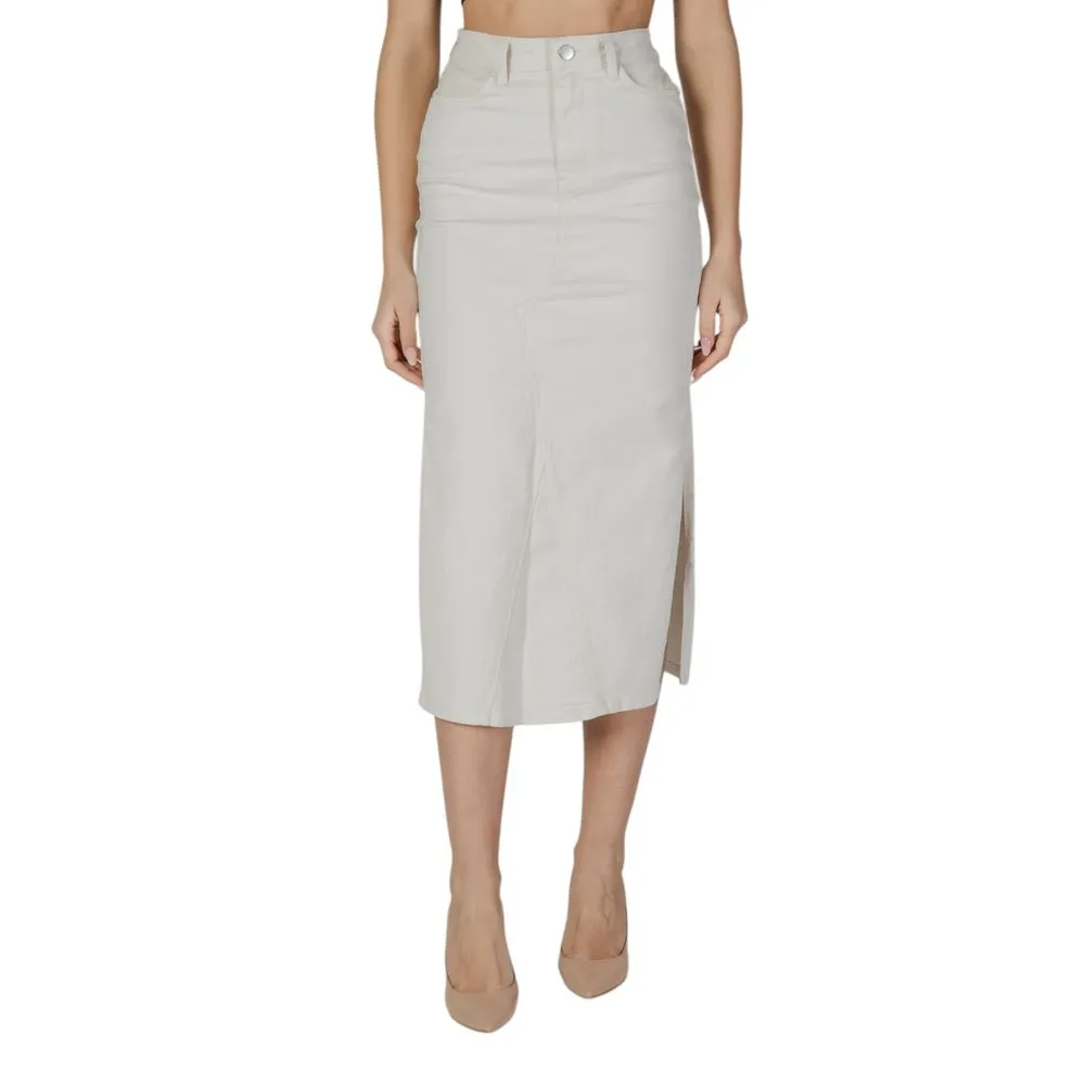 Vila Clothes Women's Cream Cotton Skirt