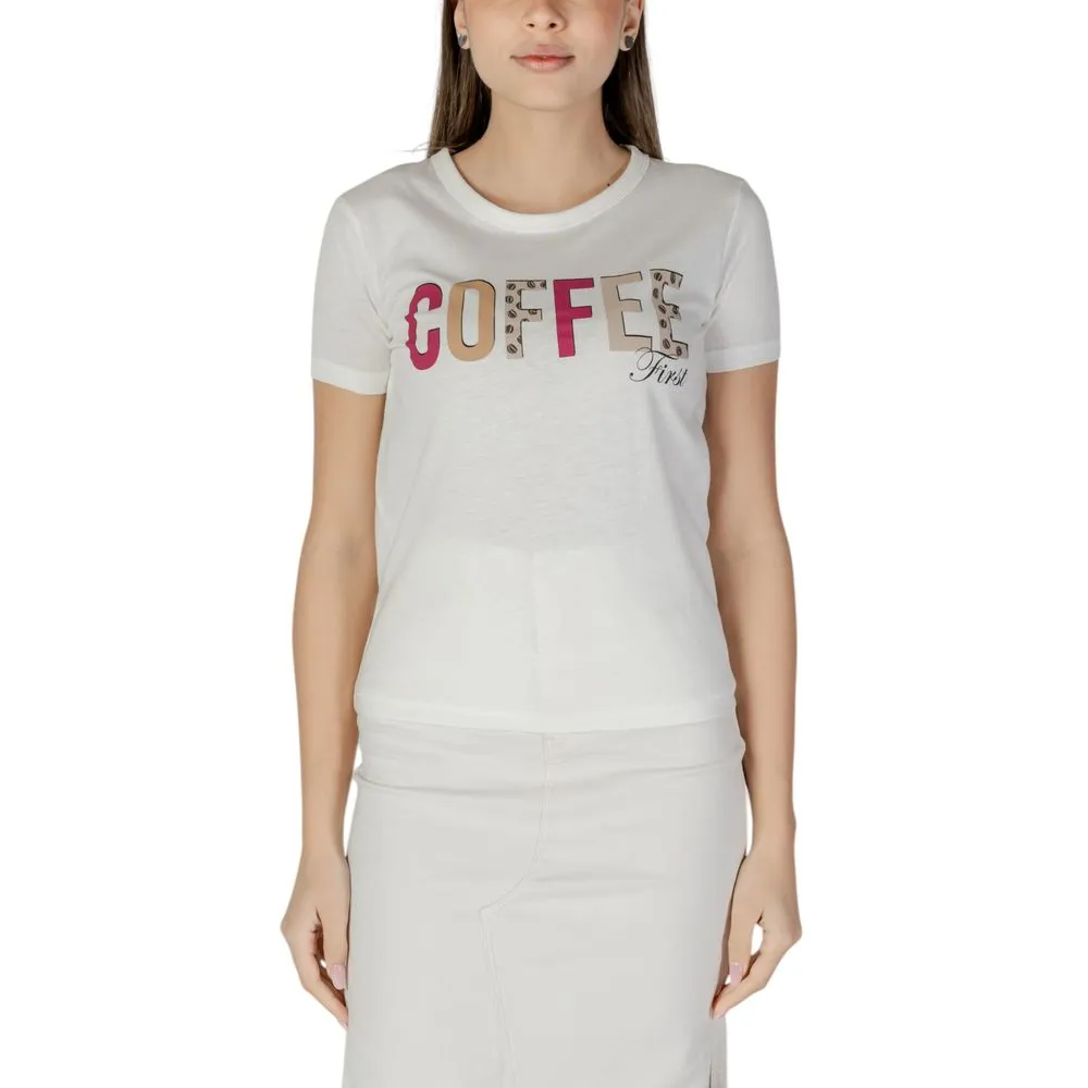 Jacqueline De Yong Women's White Cotton Tops & T-Shirt