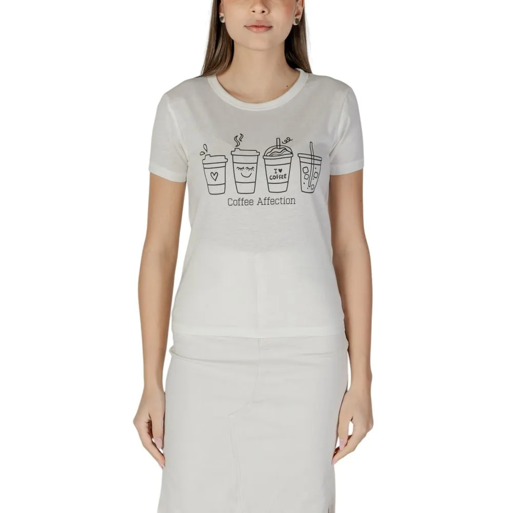 Jacqueline De Yong Women's Cream Cotton Tops & T-Shirt
