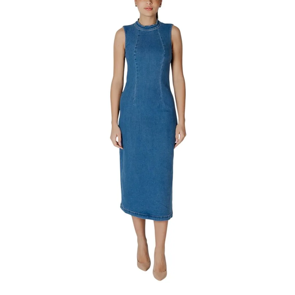 Vila Clothes Women's Blue Cotton Dress
