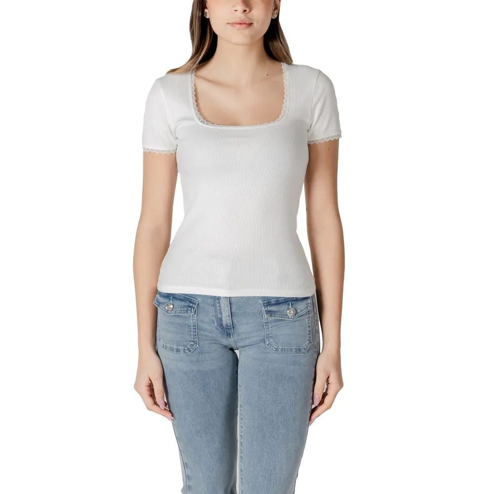 Morgan De Toi Women's White Cotton Tops & T-Shirt