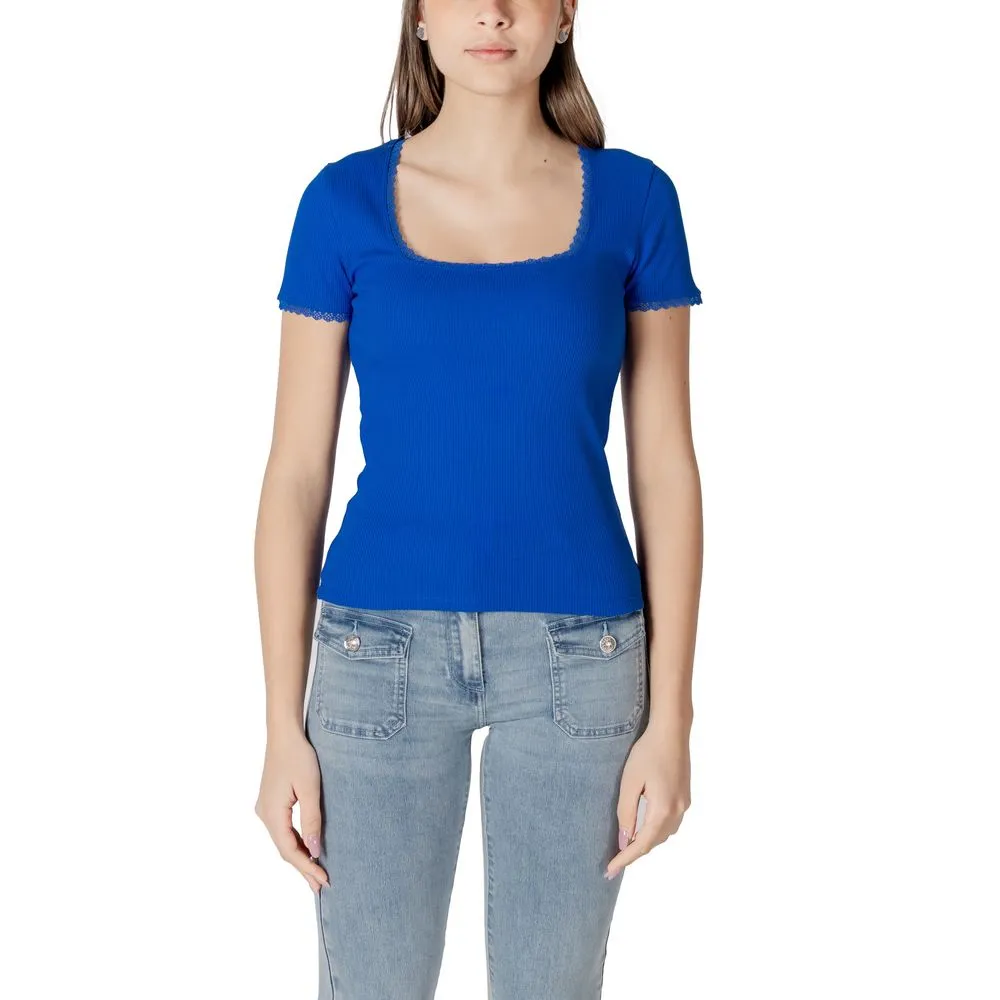 Morgan De Toi Women's Blue Cotton Tops & T-Shirt