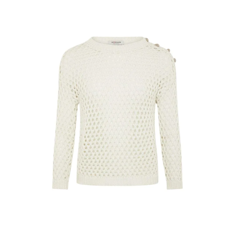Morgan De Toi Women's White Cotton Sweater