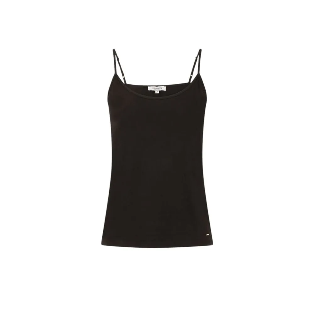 Morgan De Toi Women's Black Cotton Tops & T-Shirt