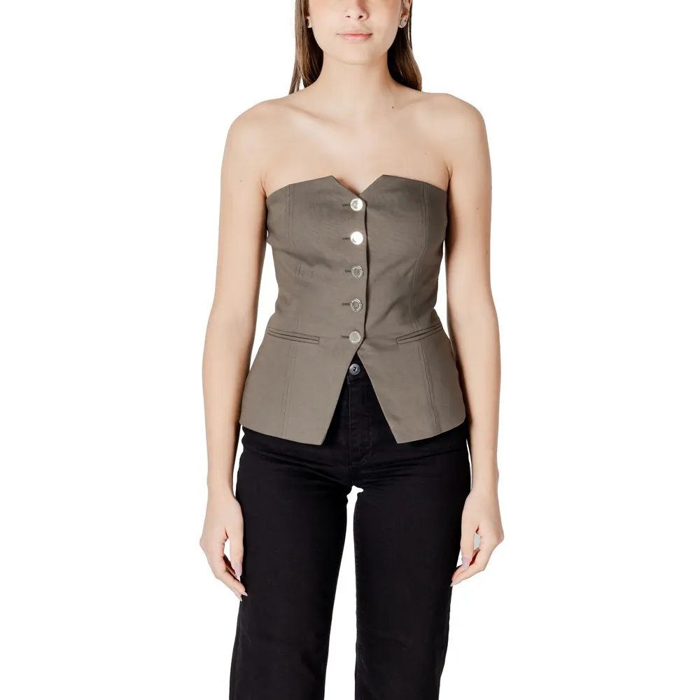 Morgan De Toi Women's Green Cotton Tops & T-Shirt