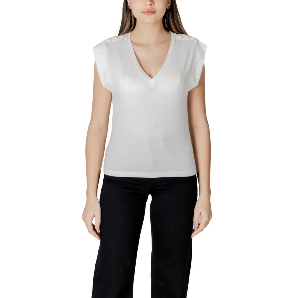 Morgan De Toi Women's White Cotton Tops & T-Shirt