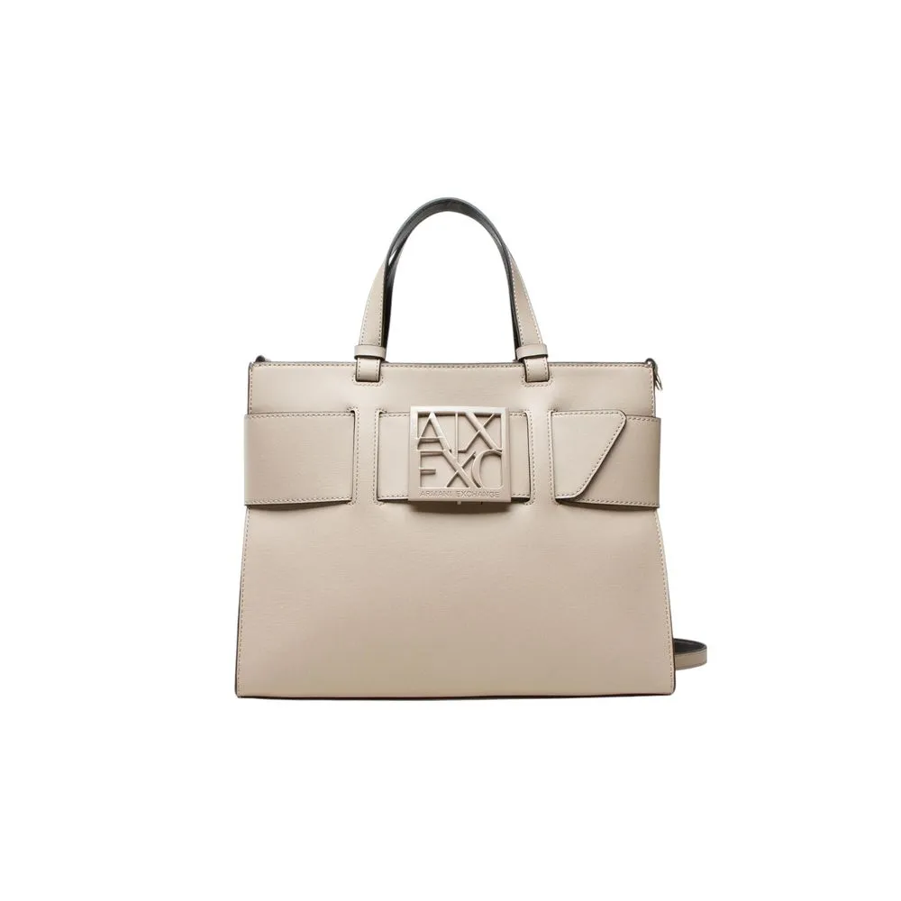 Armani Exchange Women's Beige Synthetic Leather Handbag