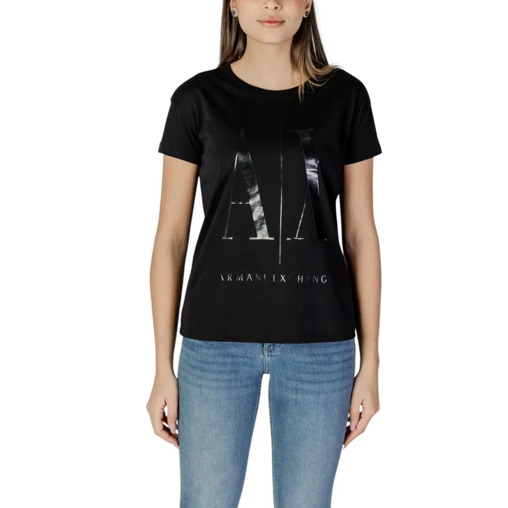 Armani Exchange Women's Black Cotton Tops & T-Shirt