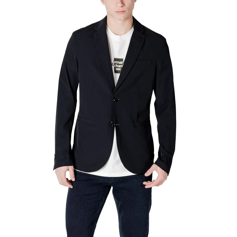 Armani Exchange Men's Black Cotton Blazer