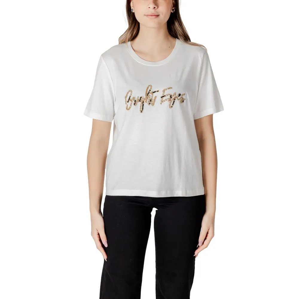 Jacqueline De Yong Women's White Cotton Tops & T-Shirt