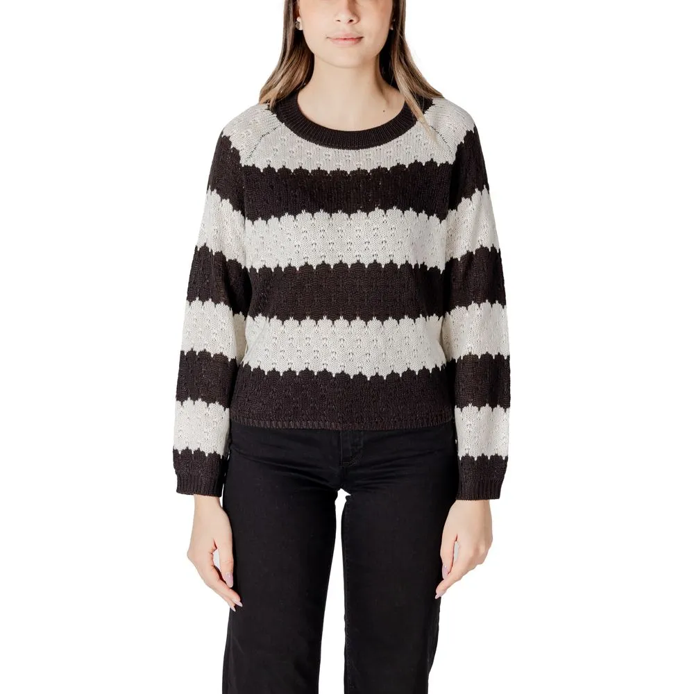 Jacqueline De Yong Women's Black And White Acrylic Sweater