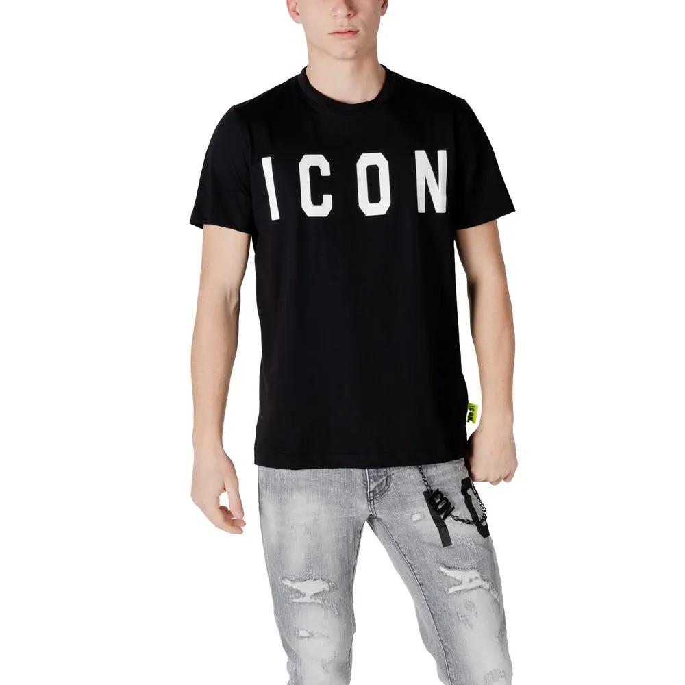 Icon Men's Black And White Cotton T-Shirt