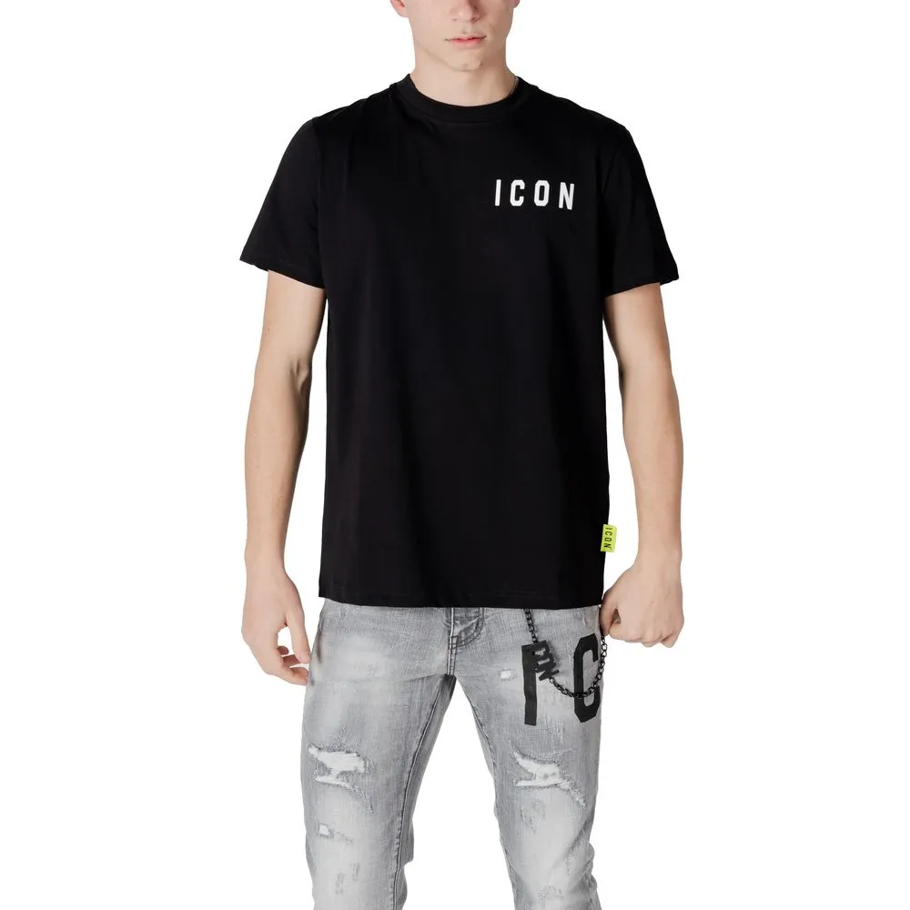 Icon Men's Black And White Cotton T-Shirt