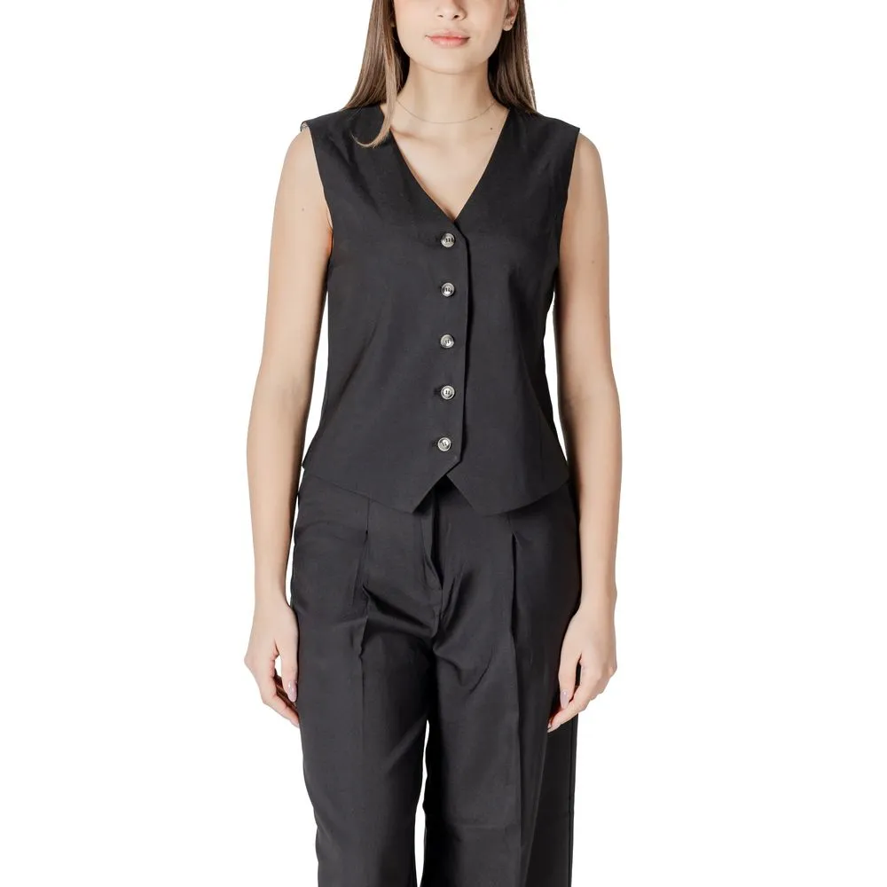 ICHI Women's Black Polyester Vest