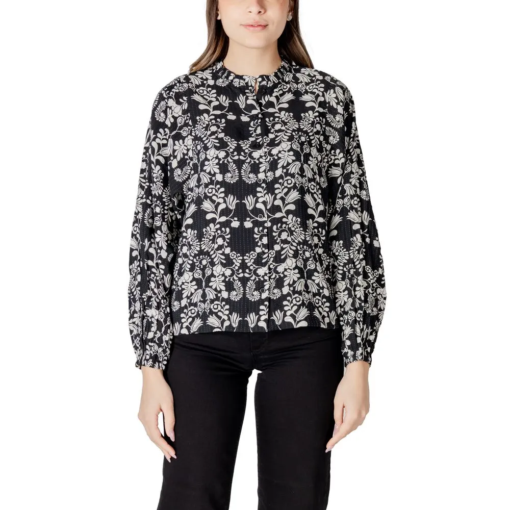 ICHI Women's Black Viscose Shirt