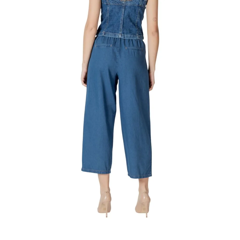 ICHI Women's Blue Cotton Jeans & Pant