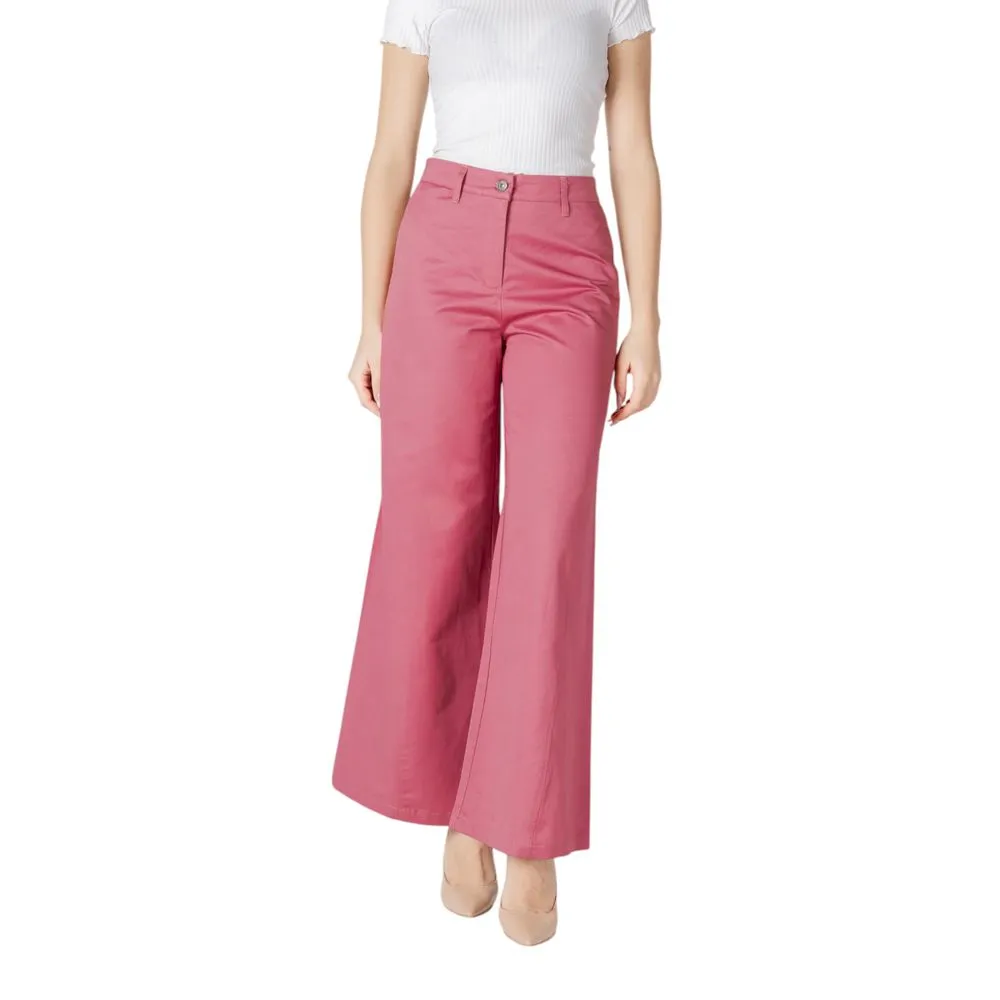 ICHI Women's Pink Cotton Jeans & Pant