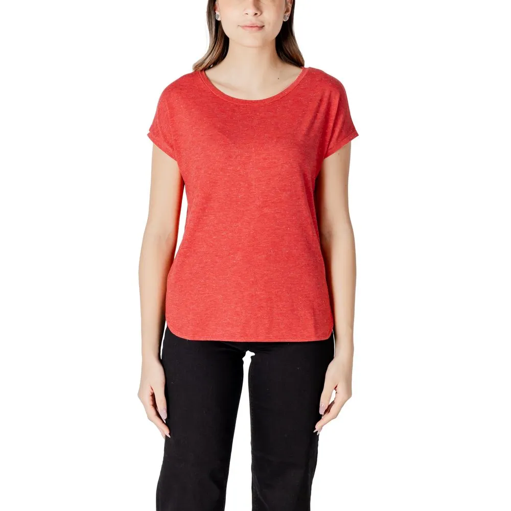 ICHI Women's Red Polyester Tops & T-Shirt
