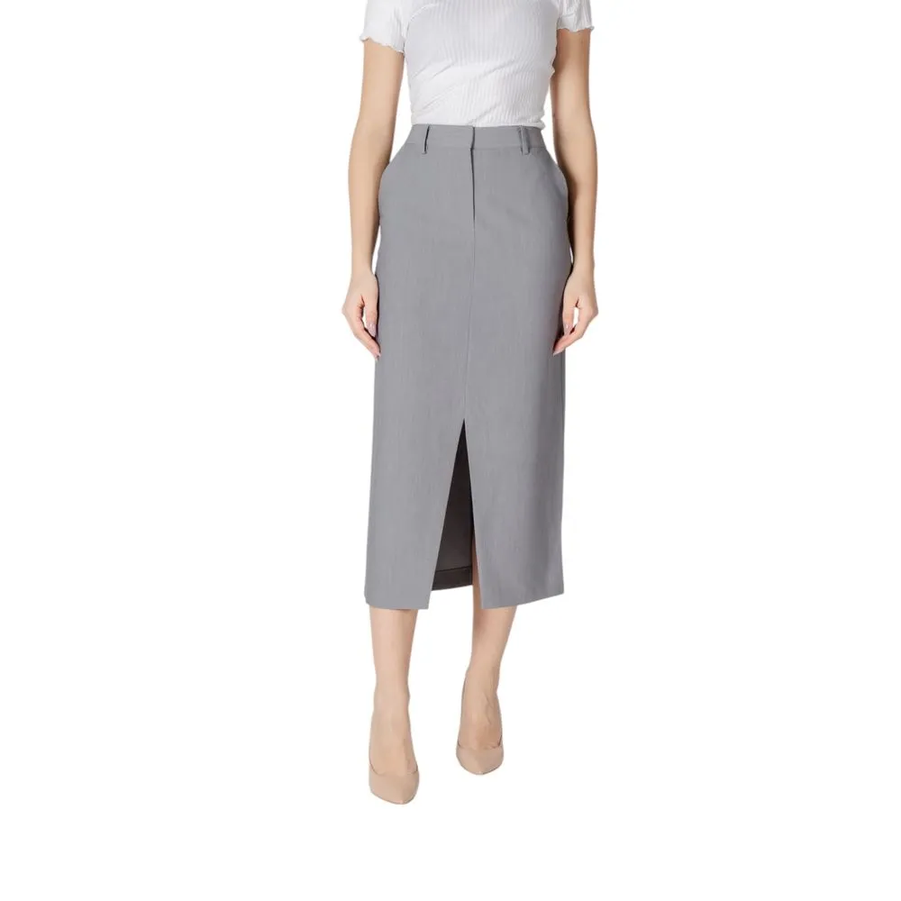 ICHI Women's Gray Polyester Skirt
