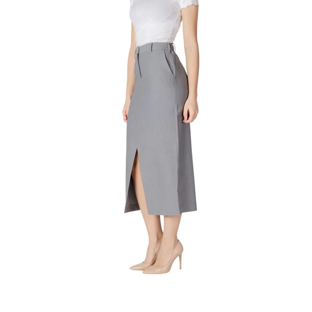 ICHI Women's Gray Polyester Skirt