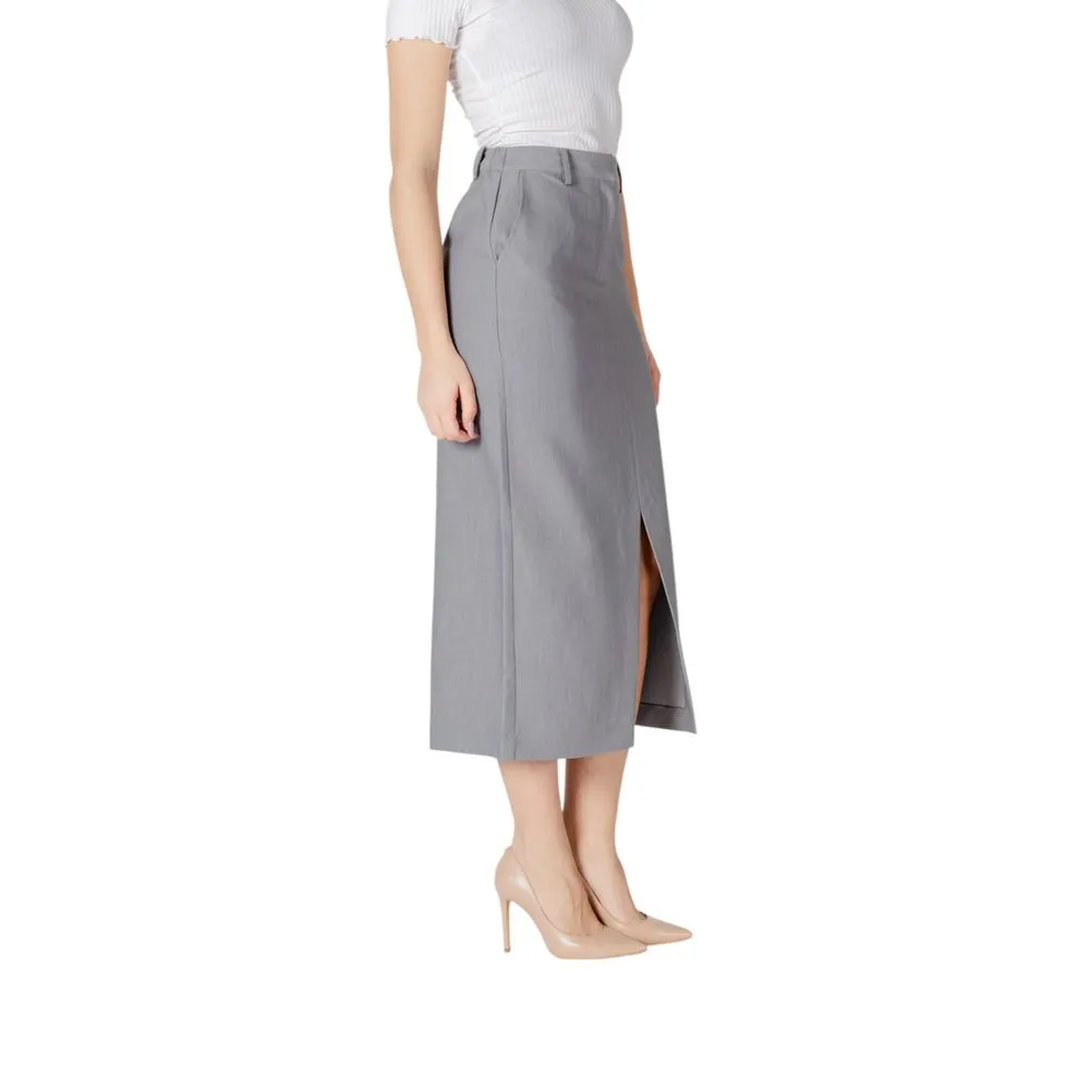 ICHI Women's Gray Polyester Skirt