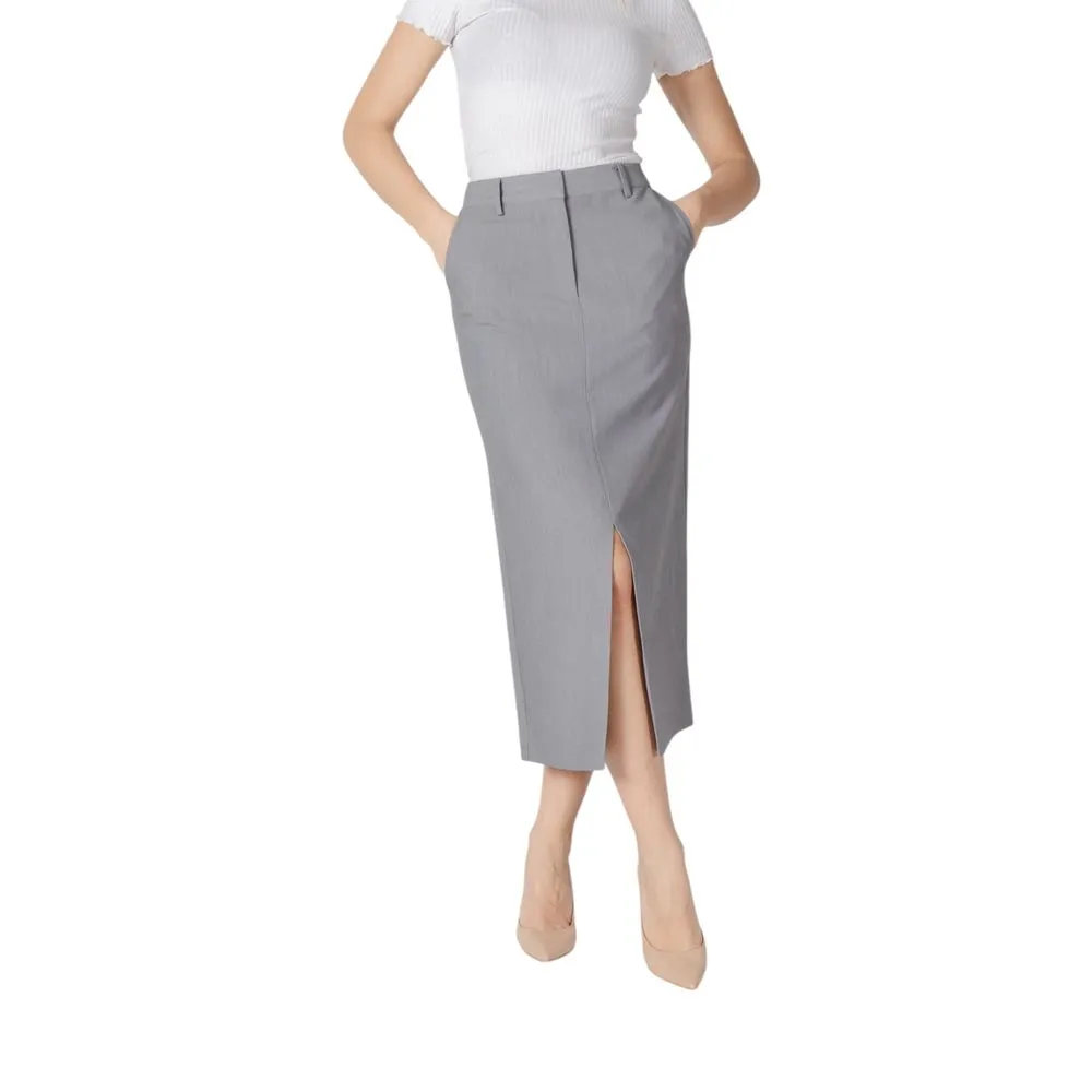 ICHI Women's Gray Polyester Skirt