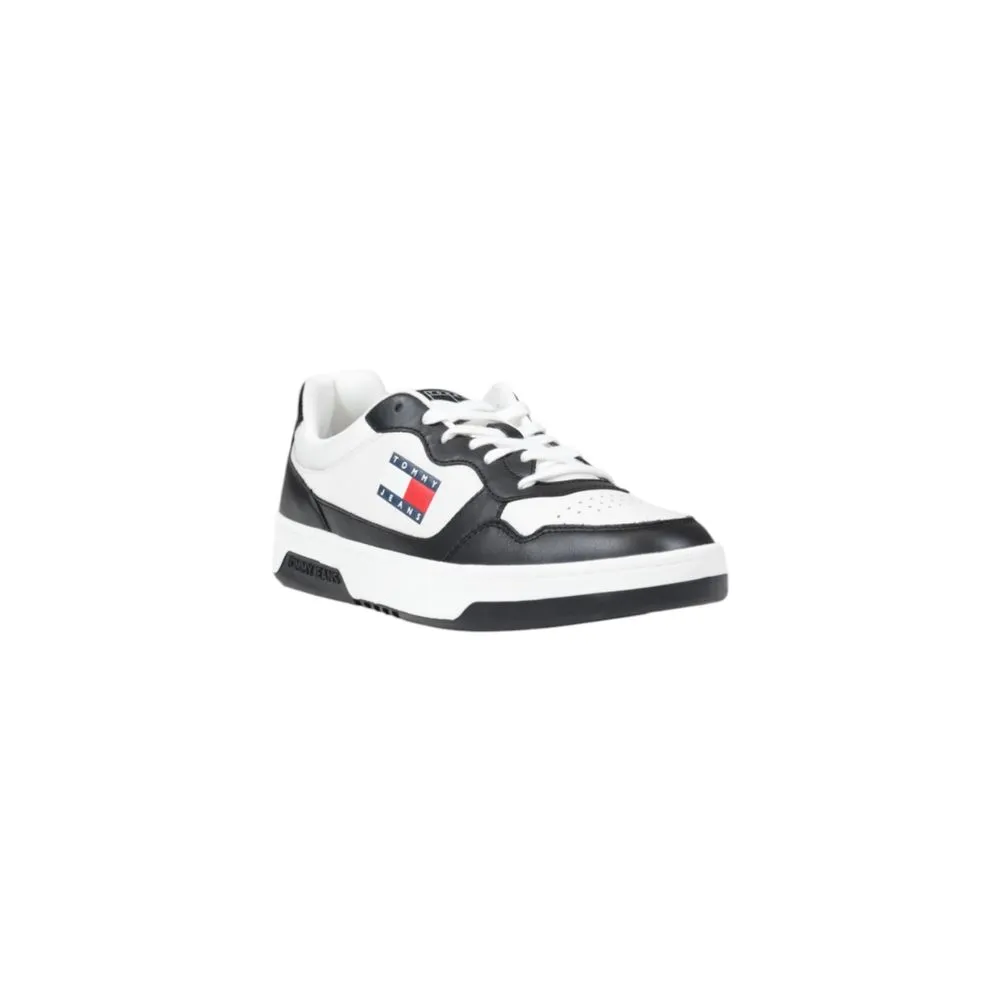 Tommy Hilfiger Jeans Men's Black And White Leather Sneaker