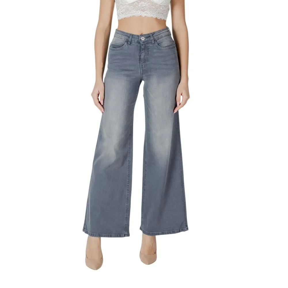 ICHI Women's Gray Cotton Jeans & Pant