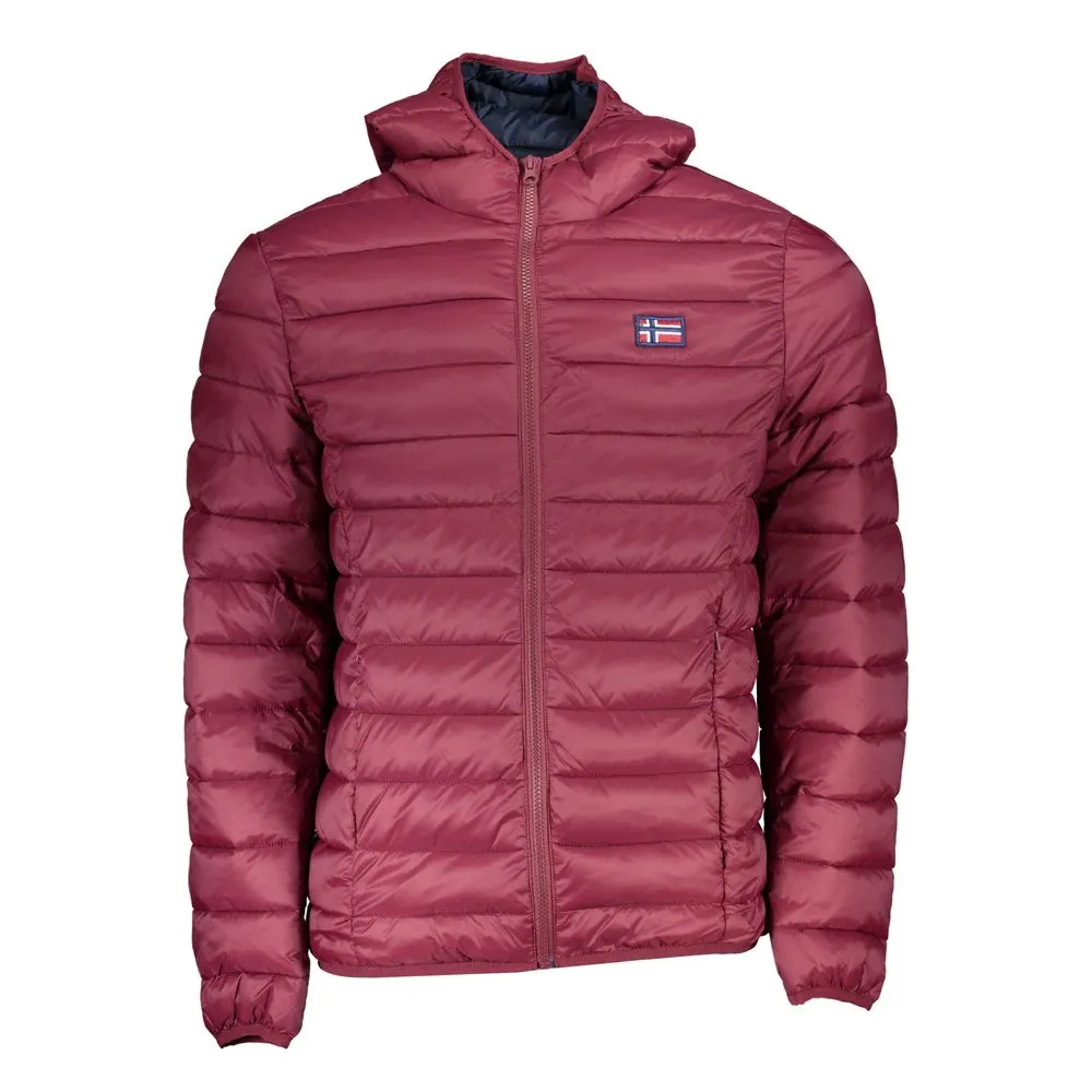 Norway 1963 Men's Chic Pink Hooded Jacket with Unique Applique