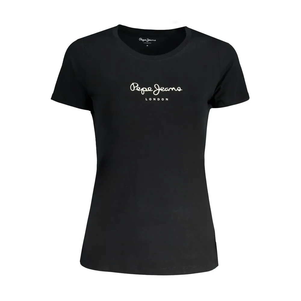 Pepe Jeans Women's Black Cotton Tops & T-Shirt
