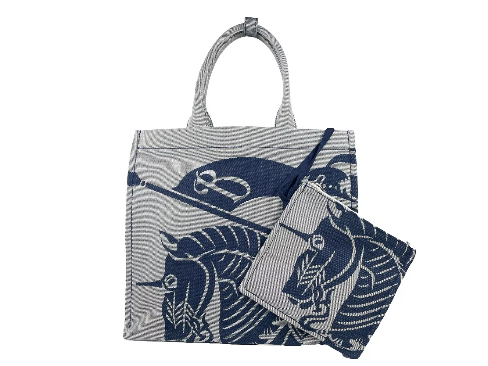 Burberry Women's Navy EKD Canvas Tote Bag With Coin Pouch