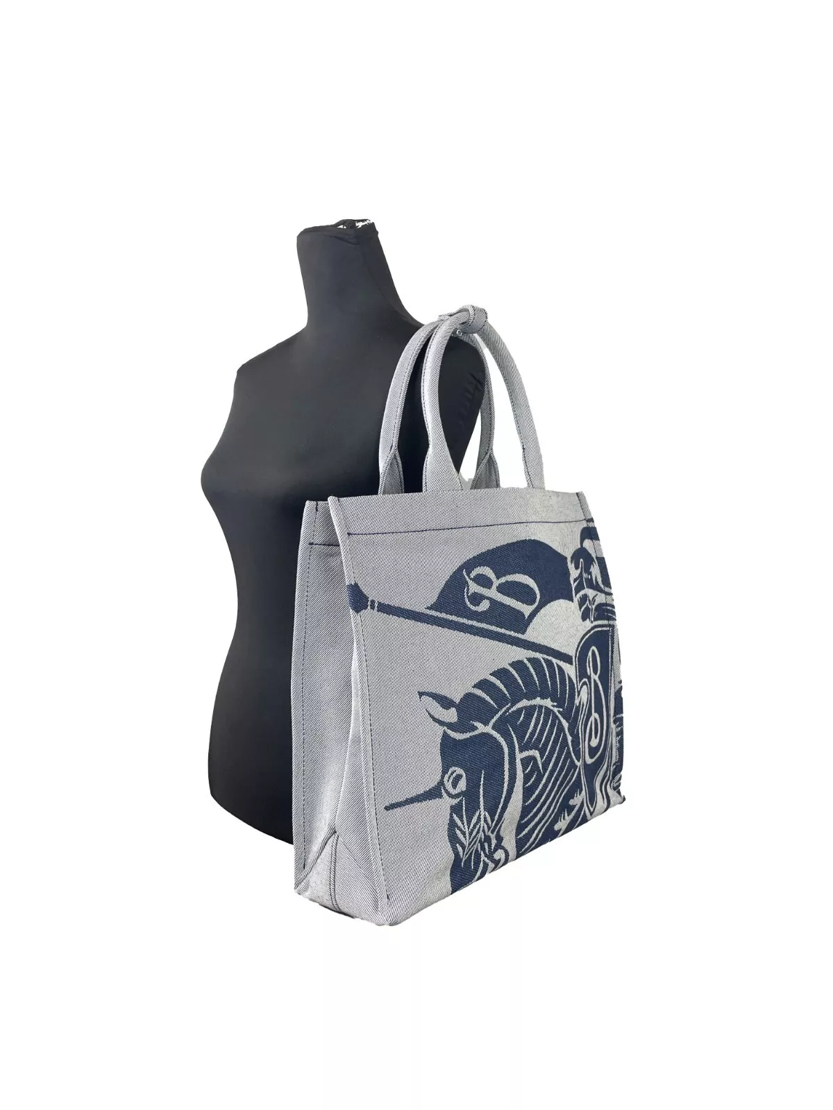 Burberry Women's Navy EKD Canvas Tote Bag With Coin Pouch