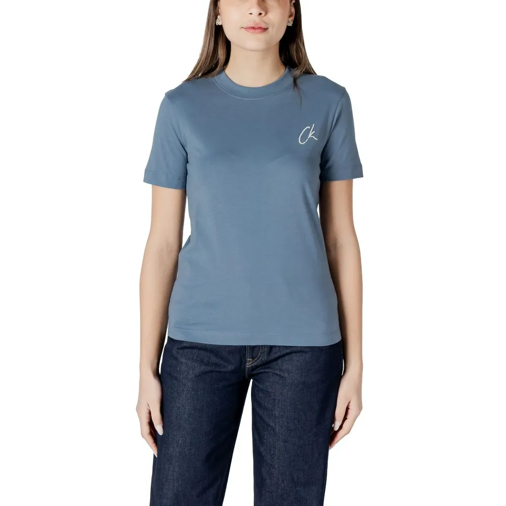 Calvin Klein Jeans Women's Blue Cotton Rigenerato Tops & T-Shirt