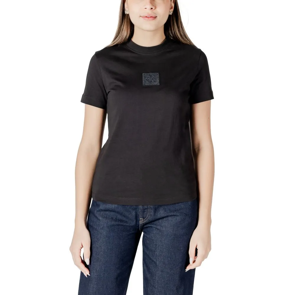 Calvin Klein Jeans Women's Black Cotton Tops & T-Shirt