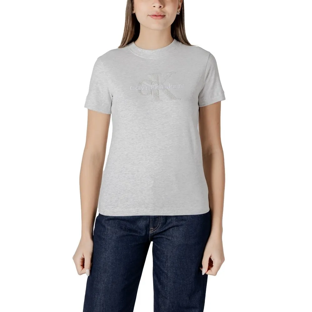 Calvin Klein Jeans Women's Gray Cotton Tops & T-Shirt