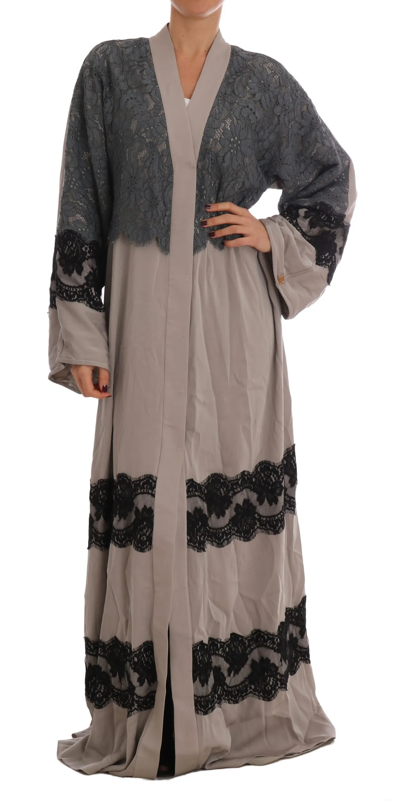 Dolce & Gabbana Women's Elegant Cape Kaftan Dress in Gray