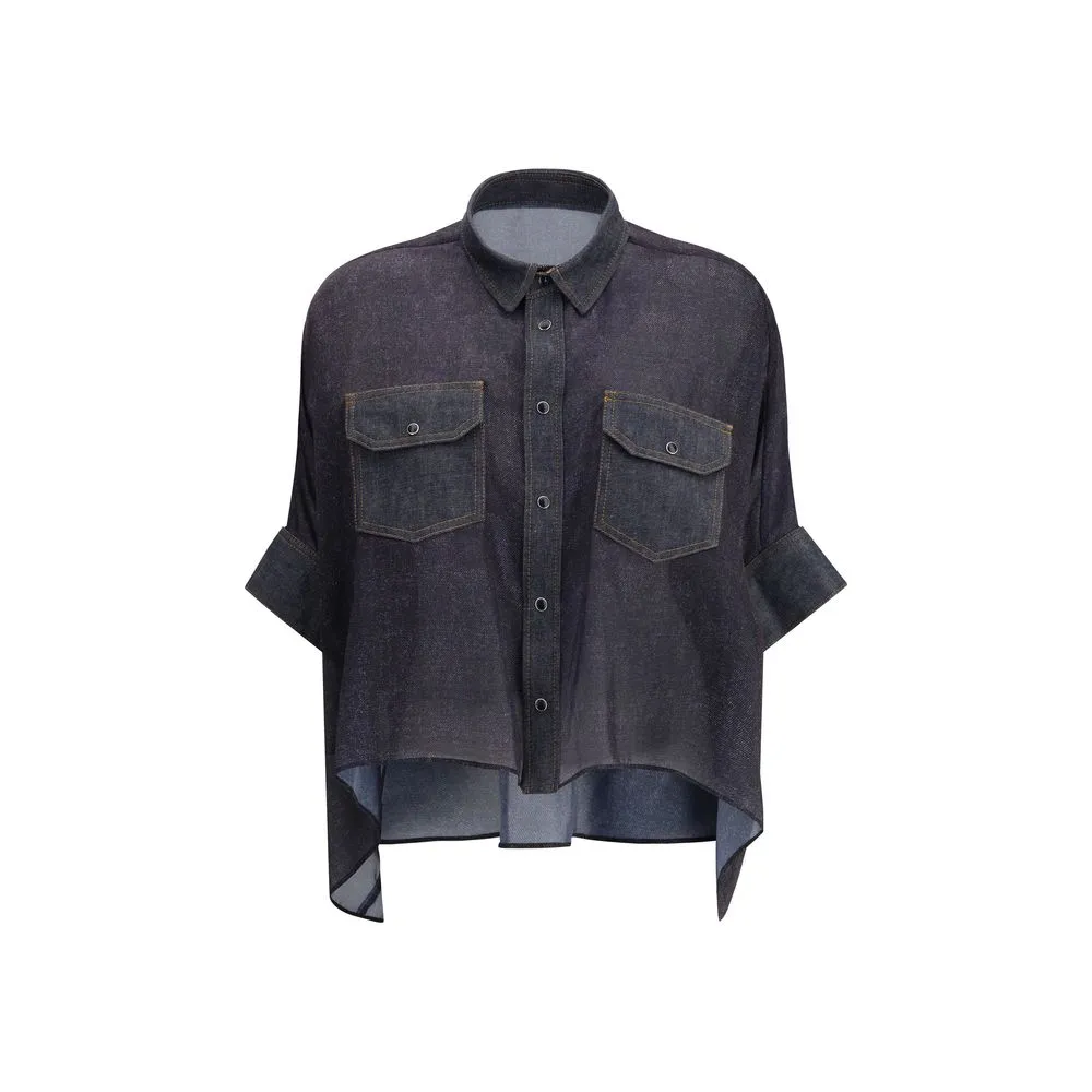 Sacai Women's Denim Print Shirt