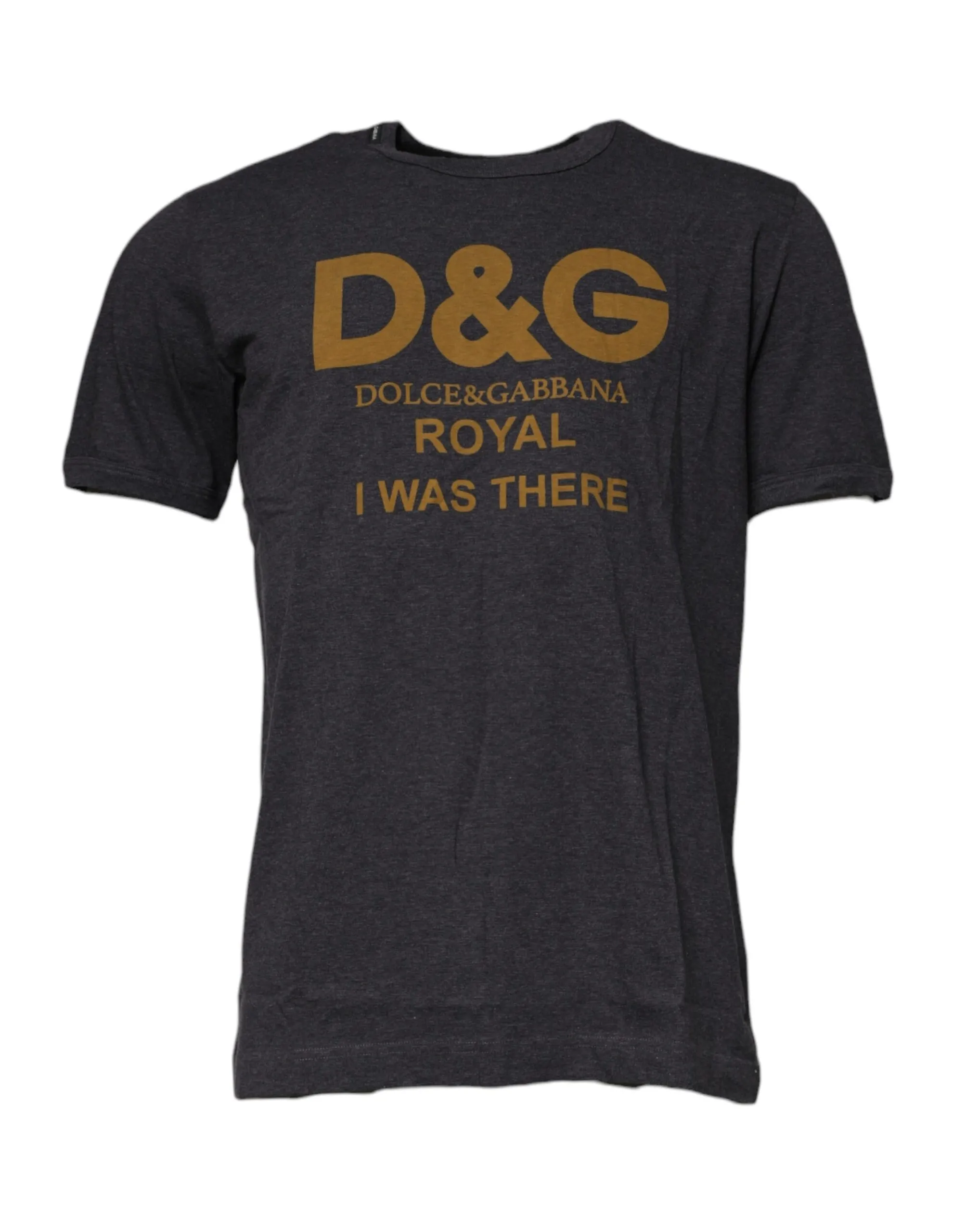 Dolce & Gabbana Men's Gray Logo Print Cotton Crew Neck T-shirt