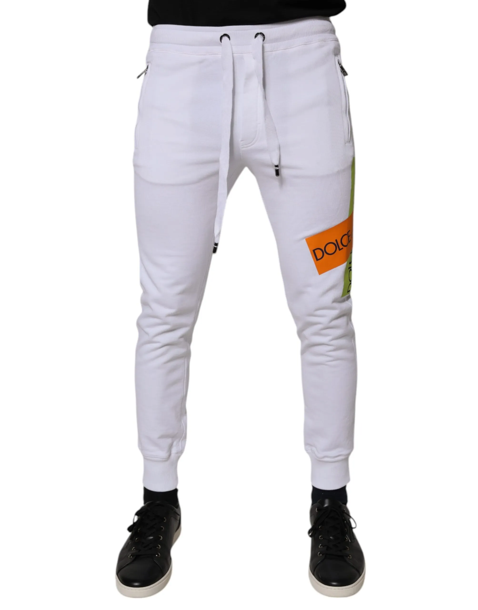 Dolce & Gabbana Men's White Cotton Logo Jogger Pants